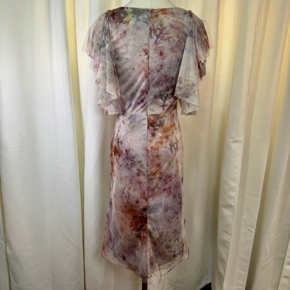 NWT Rene Ruiz Collection ‘Flutter Sleeve Tulle Cocktail Dress’ in Purple Floral - Picture 11 of 16
